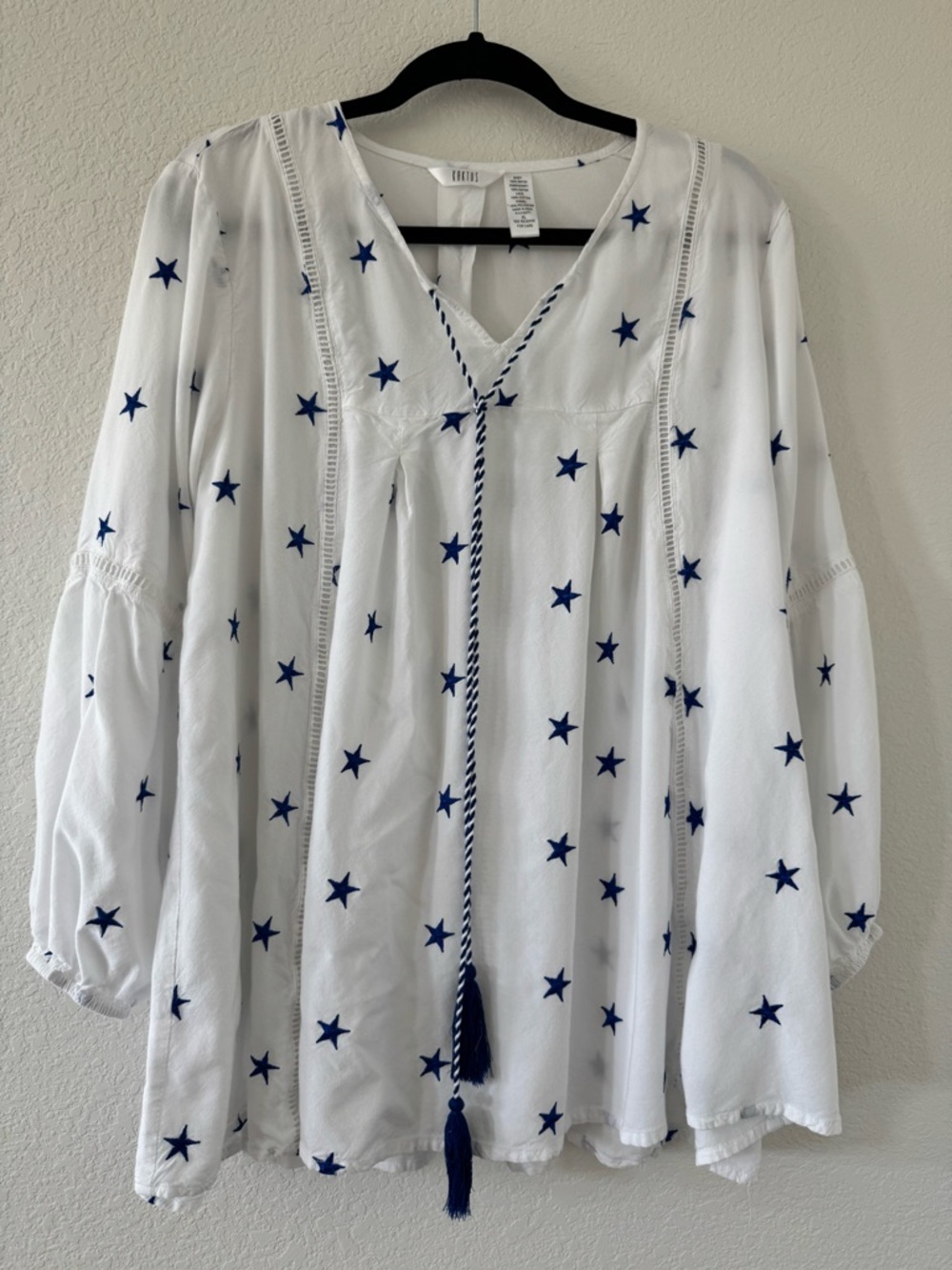 Kaktus Embroidered Blue Star Tunic Top/ Swim Coverup